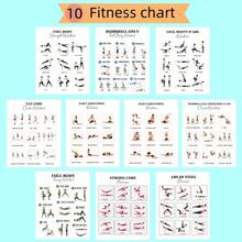 8pcs Full Body Workout Poster Set, Fitness Exercise Guide Printed Pictures, Paper Material, 8"X10" Frameless Home Gym Training Plan, Legs, Core, Back, Chest, Glutes And Dynamic Stretch, Suitable For Classroom, Home, Dorm, Gym, Yoga Room Decor, 2D Flat,School Supplies,Back To School - Multicolor - View 1
