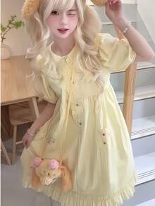 1 件可爱甜美宽松学院风休闲连衣裙，适合派对、表演、节日和日常穿着万圣节 - 彩色 - 查看 2