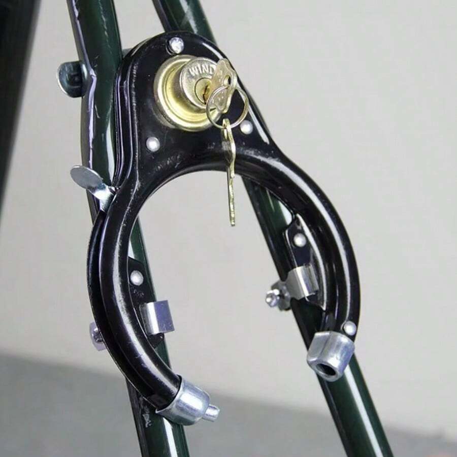 1pc Retro U-Lock Heavy Duty Bicycle Bike Lock Shackle Lock Steel Pipe Lock City Bike Lock - Black - View 1