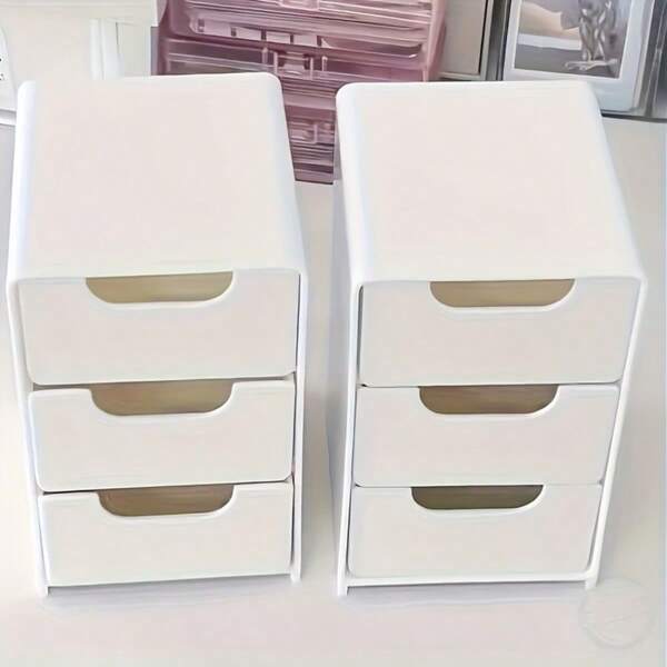 1 boîte de rangement à 3 tiroirs blanche, boîte de rangement multifonctionnelle pour économiser l'espace, en matériau PP durable, pour ranger les collations, les jouets, les bijoux et les cosmétiques, boîte de rangement de bureau, convient pour les bureaux, les salles d'étude, les écoles, etc. Cadeau de Noël/Halloween idéal