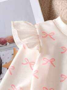 2 件婴幼儿女童可爱休闲长袖运动衫 + 喇叭裤套装，轻便，适合春秋季 - 粉色 - 查看 4