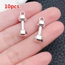 Juego de 10/32 piezas surtido de dijes de equipo de fitness de aleación con acabado plateado antiguo, adecuado para hacer collares, aretes, llaveros y accesorios de joyería DIY