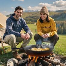 Senmeo 4-Piece Cast Iron Skillet Set - Pre-Seasoned Chef Grade (10"/8"/6"/5"), Heavy-Duty Restaurant Quality, Oven-Suitable For Searing, Baking, Frying & Camping - 黑色 - 查看 6