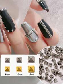 Túi 200 chiếc đinh tán trang trí móng tay bằng vàng bạc pha lê kim cương đá quý nhiều kích cỡ kim loại đinh tán móng tay phẳng đinh tán phụ kiện làm móng móng tay bùa móng tay - Nhiều màu - Xem 3