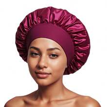 1pc Women's Satin Night Sleep Cap, Hair Care Wide-Brimmed Soft & Skin-Friendly Stretchy Sleeping Hat, Suitable For Daily Use ,Hair Styling Tools Hair Accessories