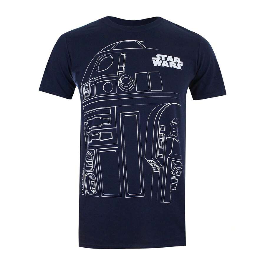 Boys R2D2 Outline TShirt (Navy) - Navy Blue - View 1