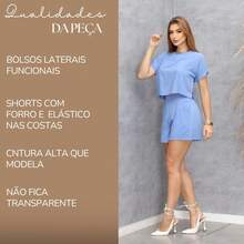 Women's Formal Set Tailored Casual Shorts Comfortable Viscolinho Day To Day Light Look - Màu Hồng baby - Xem 7