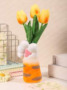 1 pièce Vase en résine avec patte de chat 7 cm x 14 cm, convient pour la décoration intérieure, le jardin extérieur, le balcon, le salon, la salle à manger, l'affichage, applicable pour la vitrine du centre commercial, la décoration de la table à manger, la maison, le rebord de fenêtre, le restaurant rapide, fournisseur de au détail
