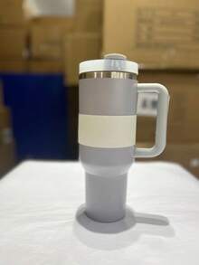 40 Oz H2.0 Tumbler With Handle, Double Walled Vacuum Insulated Stainless Steel Water Bottle Premium Summer Drinkware Portable Handy Flask Travel Mug Iced Coffee Cup For Outdoor Camping, Hiking, Driving, Travel,