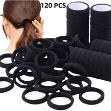 120/80/20 Pcs Black Hair Ties, Suitable For Thick Curly Ponytail Fixation, Unisex Hair Accessories (5mm)
