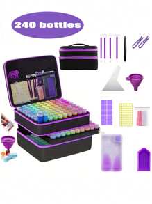240/120/60/30 Slot Diamond Painting Storage Set, Diamond Painting Storage Container Tool Kit Box, Portable EVA Handicrafts, Jewelry And Bead Handbag, Including A Variety Of Accessories And Tools, Adult Art Is An Ideal Gift For Handicraft Enthusiasts