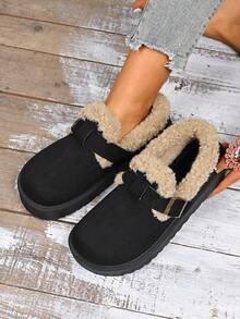 2025年冬季新款室内外加厚保暖雪地靴。女士经典时尚舒适包头/带扣低帮保暖内衬靴