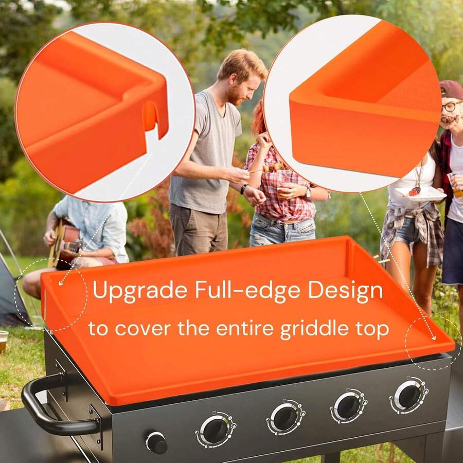 28 Inch  Silicone Griddle Mat For Blackstone Grill, Upgraded Full-Edge Griddle Cover, Protect Griddle From Dirt And Rust (Does Not Fit 28" XL) - Orange - View 1