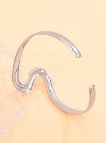 1 Stück asymmetrisches S-förmiges verstellbares Manschetten Armband, gold- und silberfarbenes schlangen-förmiges Modeschmuck-Armband für Frauen