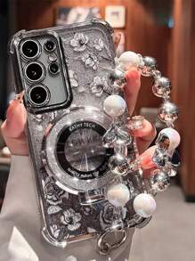 1 pieza Carcasa de teléfono de lujo con placa trasera transparente de acrílico + borde suave de TPU silicona, cobertura total, con cojín de aire en las esquinas, marco electrochapado, película para lente y orificios a prueba de polvo, compatible con iPhone 1 y Galaxy