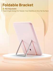 Portable Foldable Mirror 8x5 Inch, Multi-Position Stand & Hanging Hole, Compact Travel Essential White - 粉紅色-無磁 - 查看 5
