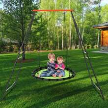 Metall-Gartenschaukel für Kinder im Freien, Veranda-Schaukelrahmen, robuste A-Rahmen-Gartenschaukel für Kinder, Schaukelständerrahmen für Yoga-Hängematte, nur Schaukelstütze, Orange