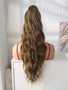 24 Inch Synthetic Wavy Ponytail Hair Extensions, Claw Clip On Ponytail, Brown Color For Women - Brown - View 6