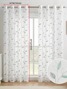 1 tấm rèm cửa sổ mỏng họa tiết hoa lá thêu hình tròn gợn sóng phong cách nông trại, thích hợp trang trí phòng khách, phòng ngủ và nhà cửa, có túi khoen/thanh treo phía trên - Nhiều màu 2 - Xem 2