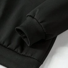 男士保暖套頭運動衫，厚實保暖內裡，寬鬆版型，圓領，長袖，休閒日常通勤與居家穿著，秋冬款 - 黑色 - 查看 7