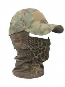 2 件套男女渔夫帽 UPF 50+ 棒球帽+迷彩面罩可折叠防紫外线徒步沙滩遮阳帽