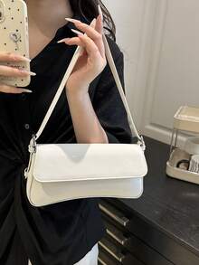 Women's Minimalist Shoulder Bag, Maroon Small Bag, Baguette Bag, Simple Shoulder Bag, Burgundy Underarm Bag, Handbag, Y2K Baddie Bag , Burgundy Bag - White - View 3