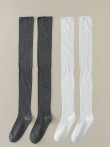 1/2/3 双装透气吸湿舒适甜美过膝袜，学院风，Y2K，保暖