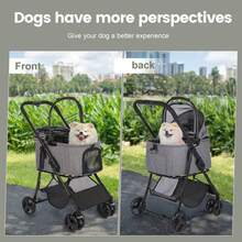 3-In-1 Foldable Dog Stroller For Small Dogs Up To 20 Kg (45 Lbs) – Transport Box, Car Seat & Stroller With Rain Cover & Ventilation Mesh | All-Weather Suitable For City, Travel, Vet Visits, Shopping & Outdoors | Extra Storage Compartment, Belts & Suspension | Ideal For Jogging, Hiking & Camping - 深灰色 - 查看 4