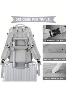 Balo du lịch Ryanair, Túi xách tay 40x20x25 có ngăn đựng giày, Ngăn đựng đồ ướt và khô, Túi xách tay dưới ghế, Túi hàng không, Balo du lịch nữ, Balo thường ngày được chứng nhận hàng không, Balo hành lý ngoài trời Túi công tác cuối tuần có đầu ra USB Balo du lịch chống thấm nước cho nam - Xám - Xem 5