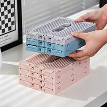 1 件现代可堆叠塑料储物篮，可折叠收纳盒，适用于零食、冰箱和桌面、家庭和办公室整理，适合返校 - 彩色 - 查看 5