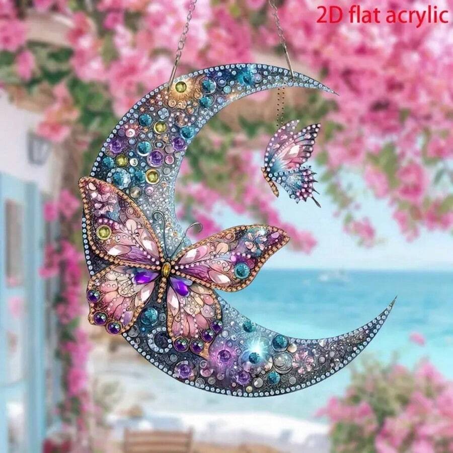 2D Acrylic 5D Diamond Painting Kit, DIY Diamond Mosaic Pendant, Asymmetrical Crystal, Suitable For Beginner Acrylic Mosaic Craft, Home Wall & Tabletop Decor Creative Gift, Unique Gift For Friends On Holidays