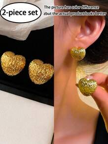 1 par de pendientes en forma de corazón sencillos para damas, pendientes colgantes de color dorado adecuados para uso diario, festivales y regalo del Día de San Valentín