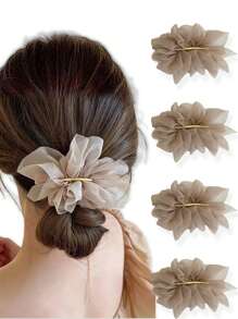 1pc Elegant Floral French Hair Clip, Delicate Hairpins For Ponytail, Bun Hairstyle Accessories Claw Clips Hair Claws Hair Barrettes