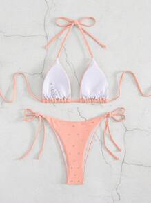 New Style Women's Rhinestone Embellished Bikini Swimsuit Set