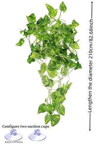 Reptile And Amphibian Aquarium Simulation Plants, Climbing Vines With Suction Cups - Habitat Decoration For Cockatops, Geckos, Snakes, Frogs, Etc., All-Season Aquarium Shelters And Turtle Tank Decoration, Reptile Box Accessory Plants, Bionic Leaves, Easy To Install, Materials, A Hiding Place For Amphibian Breeders And Reptile Enthusiasts - Multicolor - View 18