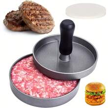 Stampo per hamburger in lega di alluminio - Utensile per realizzare hamburger e polpette di pollo fatti in casa, sandwich per la colazione - Strumento da cucina facile da usare per realizzare polpette dalla forma uniforme, stampo per hamburger, preparazione degli alimenti, include carta forno