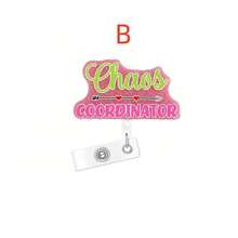 1pc Funny Acrylic Bling Retractable Badge Reel, Belt Clip Retractable Name Badge Holder For Nurse Doctor Student Worker Volunteer School Supplies, Back To School - Multicolor - View 2