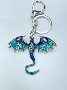 1 pieza Accesorio de mochila, llavero de pareja de dibujos animados con rhinestones con forma de murciélago, unicornio y dragón de aleación de zinc, estilo europeo y americano, accesorio de Halloween, regalo de broma para el coche