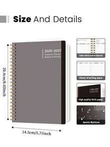 Trees Sổ kế hoạch 2026-2027, Sổ ghi lịch tuần và tháng, Sổ gáy xoắn, Sổ lịch học tập, Sổ nhật ký, Nâng cao năng suất, Kích thước 8*6 inch - màu đen - Xem 8