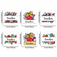 6pcs Teacher Theme Cup Wrap Decals - UV DTF Transfer Stickers For Decorating Glass Bottles, Mugs, Laptop & Crafts, Back To School, Graduation & Teacher's Day Gifts For Teachers