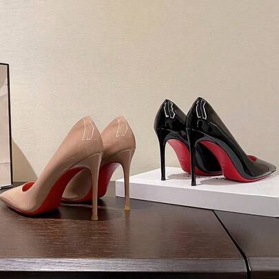 Rote Bottom High Heels Damen dünne Absätze 2025 neues Temperament 10cm sexy schwarz sexy Abend professionelle Schuhe Sommer Einfach, aber luxuriös Jedes Mal, wenn Sie die Kleidung auswählen, ist es die beste Überraschung für sich selbst Geburtstagsgeschenk, wasserdicht, schicken Sie Familie, schicken Sie Geliebte, schicken Sie Ehefrau, schicken Sie Mutter, schicken Sie beste Freundin