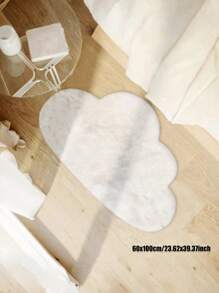 1pc Fluffy Faux Fur White Cloud Pattern Carpet, Cute, Comfortable, Machine Washable Modern Home Decor Mat, Plush Solid Color Suitable For Bedroom, Bedside, Sofa, Slouchy Sofa Chair, Wardrobe Decoration, All Seasons, Multiple Sizes Available