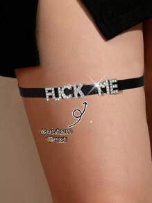 A Black Version Leg Ring Exclusively For Lovers, Featuring Shiny Silver Accessories, Suitable For Couples To Wear Together; Stylish, Versatile And High-End, With Personalized Letter Leg Rings. An Ideal Gift For Men To Give To Their Wives And Girlfriends, Specially Designed For Women. For Rave