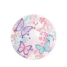 42 Stück Schmetterling Geburtstags Party Zubehör Einweg Pappteller Servietten Becher Tischdecken und Banner für Schmetterling Geburtstagsdekoration