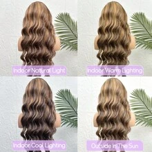 PAZAT Highlight Piano 13x4 Lace Front Wig Human Hair 28 Inch Body Wave Honey Blonde Transparent Lace Frontal Wigs For Women 180 Density Human Hair With Baby Hair Short Bob Wigs(8-14inch)