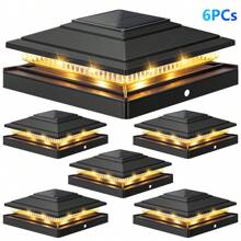 4/6pcs Solar Post Lights, Solar Outdoor Lights, Outdoor LED Solar Post Lamps, Post Cap Lights IP65 Waterproof, Outdoor Lights For 4x4 5x5 6x6 Wood/Vinyl Posts, Fence, Deck, Patio, Yard, Garden Decor, Porch Patio Stair, Decoration Street Light, Path