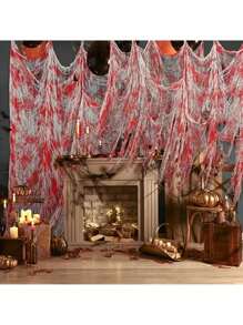 30*72IN Halloween Bloody Cheesecloth, Thin Gauze For Halloween Party Supplies, Bar, Haunted House, Escape Room, Horror Atmosphere Decor, Outdoor Patio, Home Wall Staircase Railing Decoration, Halloween Decor