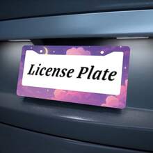 Purple Anime Cloud Moon License Plate Frame Night Scene License Plate Holder Auto Parts Rust-Proof Waterproof Car Decorative Frame Standard US 12x6 Inch 2PC - 12x6 inch - 查看 5