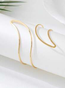 1 pièce Bracelet minimaliste classique polyvalent, lisse, géométrique, creux à double couche, réglable pour femmes