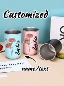 Personalized Birth Flower Tumbler, Personalized Birth Flower Coffee Cup With Name, Bridesmaid Proposal, Party Favor, Birthday, Gifts For Her